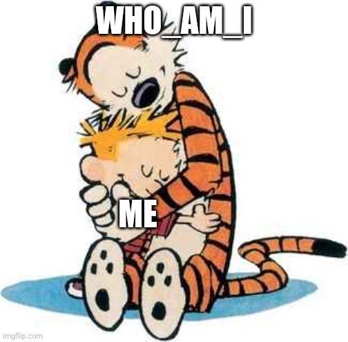 Calvin and Hobbes | WHO_AM_I ME | image tagged in calvin and hobbes | made w/ Imgflip meme maker