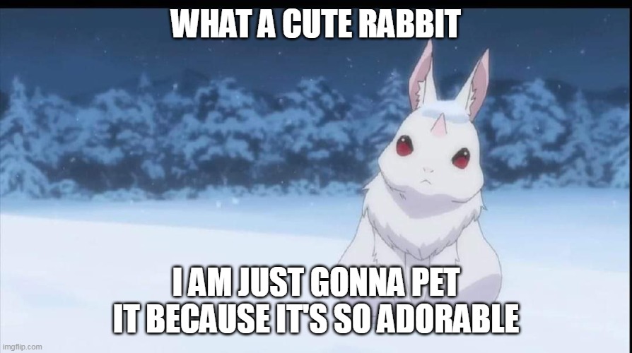 usagi kawaii!!!! | WHAT A CUTE RABBIT; I AM JUST GONNA PET IT BECAUSE IT'S SO ADORABLE | image tagged in re zero the great rabbit,re zero | made w/ Imgflip meme maker