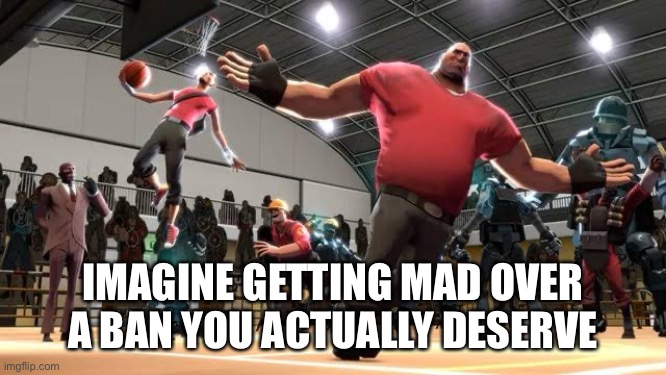 Tf2 Ballin | IMAGINE GETTING MAD OVER A BAN YOU ACTUALLY DESERVE | image tagged in tf2 ballin | made w/ Imgflip meme maker