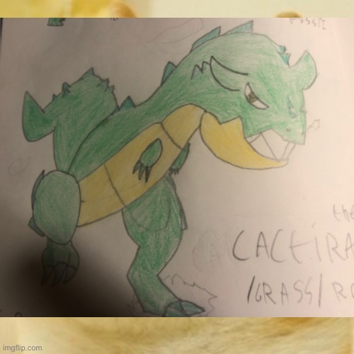 Fossil Pokémon for the fashion region: cactirant, the carnotaur! | image tagged in fossil pokemon | made w/ Imgflip meme maker