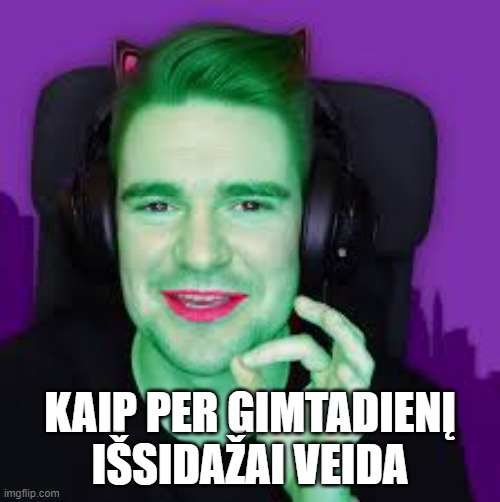 KAIP PER GIMTADIENĮ IŠSIDAŽAI VEIDA | made w/ Imgflip meme maker