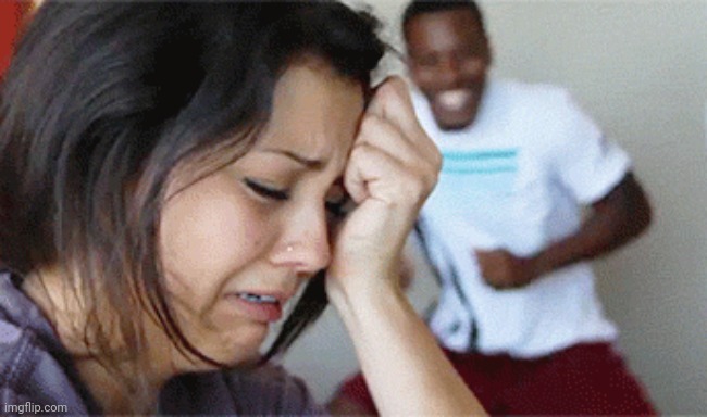 girl crying guy happy | image tagged in girl crying guy happy | made w/ Imgflip meme maker