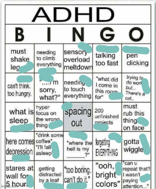 :0 I n e e d to go back and work on my freaking fanfic but...h 0 r n y s t r e a m | image tagged in adhd bingo | made w/ Imgflip meme maker