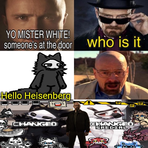 Yo Mister White, someone’s at the door! | Hello Heisenberg | image tagged in yo mister white someone s at the door | made w/ Imgflip meme maker