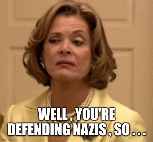disdain | WELL , YOU'RE DEFENDING NAZIS , SO . . . | image tagged in disdain | made w/ Imgflip meme maker