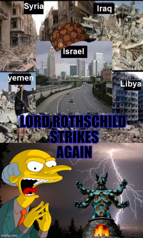 Lord Rothschild Strikes Again. Made in 2017. Yes, that's Moloch in the bottom right corner. | made w/ Imgflip meme maker