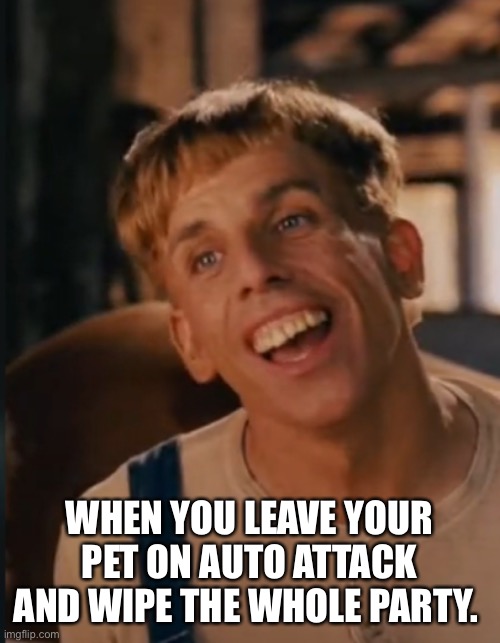 For all us Huntards | WHEN YOU LEAVE YOUR PET ON AUTO ATTACK AND WIPE THE WHOLE PARTY. | image tagged in simple jack | made w/ Imgflip meme maker