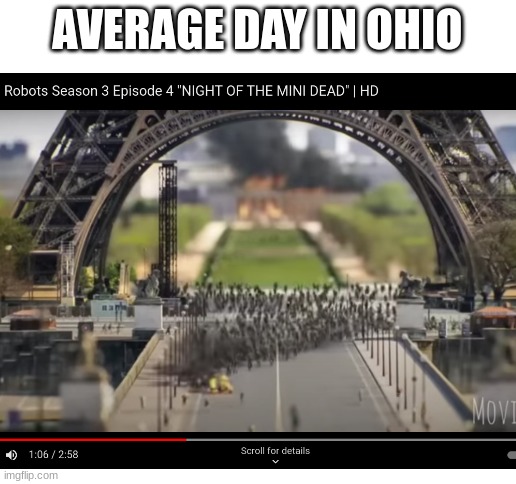 just a normal day in ohio | AVERAGE DAY IN OHIO | image tagged in blank white template,ohio,zombie apocalypse,memes,funny,uh oh | made w/ Imgflip meme maker