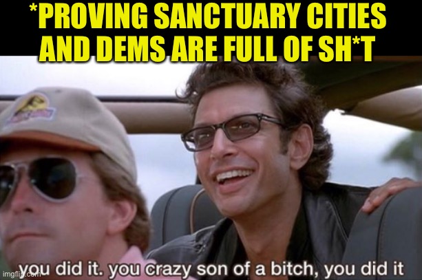 You Did It (Jurassic Park) | *PROVING SANCTUARY CITIES AND DEMS ARE FULL OF SH*T | image tagged in you did it jurassic park | made w/ Imgflip meme maker