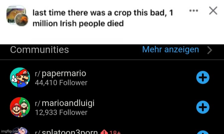 image tagged in last time there was a crop this bad 1 million irish people died | made w/ Imgflip meme maker