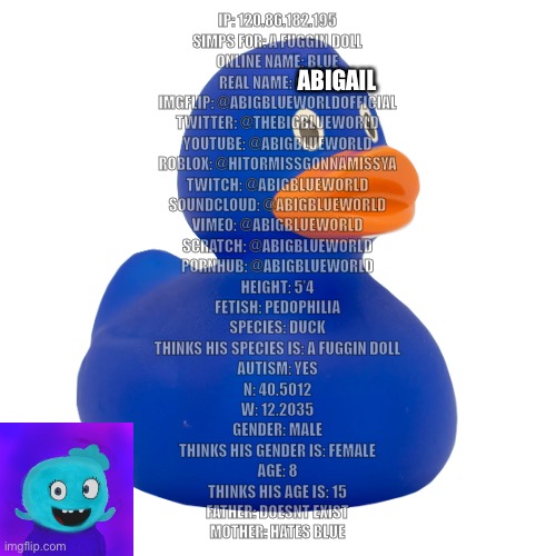 ABIGAIL | image tagged in blue dox | made w/ Imgflip meme maker