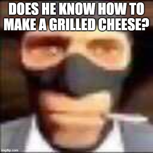 spi | DOES HE KNOW HOW TO MAKE A GRILLED CHEESE? | image tagged in spi | made w/ Imgflip meme maker