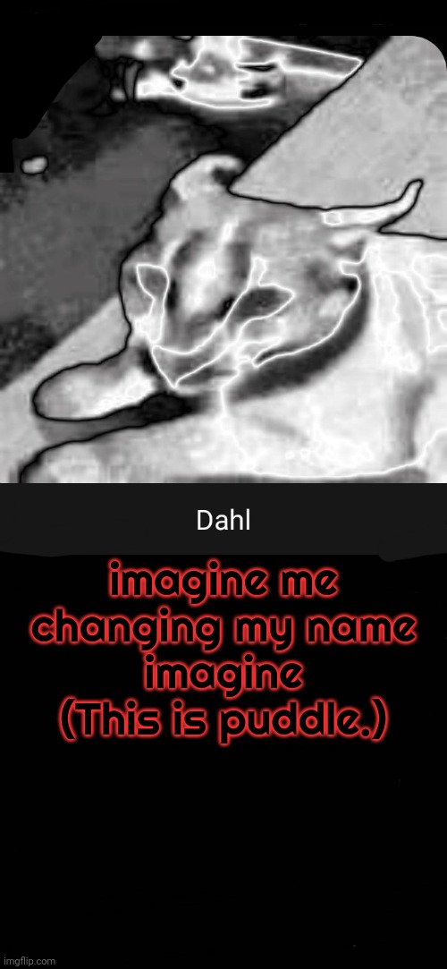imagine me changing my name
imagine
(This is puddle.) | image tagged in dahl temp | made w/ Imgflip meme maker
