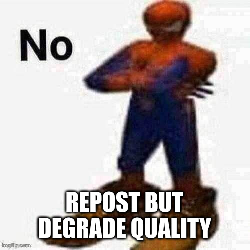 no | REPOST BUT DEGRADE QUALITY | image tagged in no | made w/ Imgflip meme maker