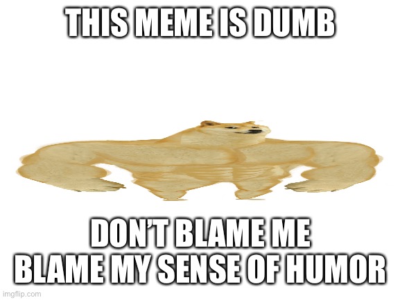 Blank White Template | THIS MEME IS DUMB; DON’T BLAME ME BLAME MY SENSE OF HUMOR | image tagged in blank white template | made w/ Imgflip meme maker