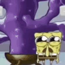 spongebob sad with tree in the background Blank Meme Template