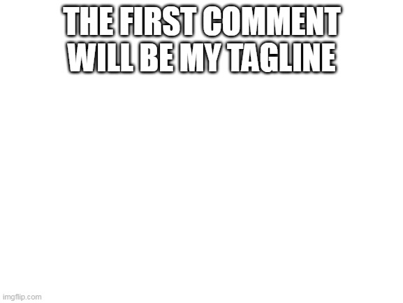 insert clever title here | THE FIRST COMMENT WILL BE MY TAGLINE | image tagged in blank white template | made w/ Imgflip meme maker