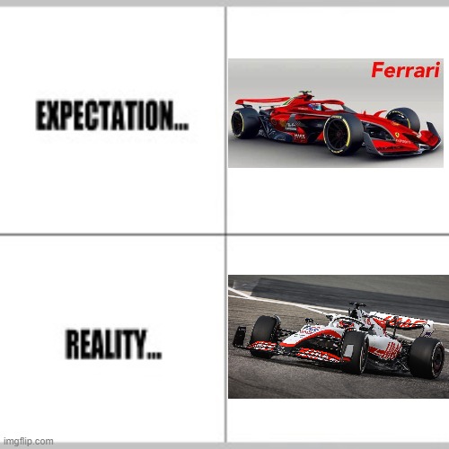 Nothing I could do about the HAAS pic | image tagged in expectation vs reality,f1,memes | made w/ Imgflip meme maker