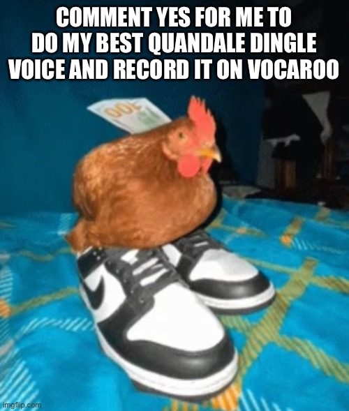 COMMENT YES FOR ME TO DO MY BEST QUANDALE DINGLE VOICE AND RECORD IT ON VOCAROO | made w/ Imgflip meme maker