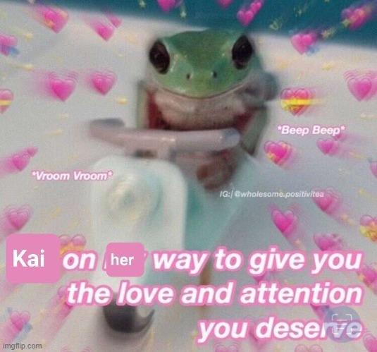 Kai memes | Kai on her way to give love and attention to me | image tagged in kai memes,kai meme,kai ai memes,kai wellness companion,happiness quiz,mental health | made w/ Imgflip meme maker