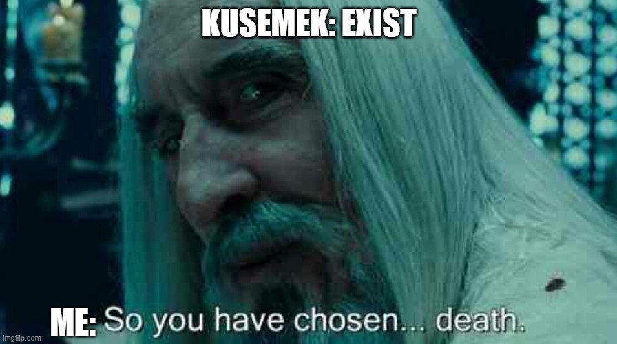 why this man exist | KUSEMEK: EXIST; ME: | image tagged in so you have chosen death | made w/ Imgflip meme maker