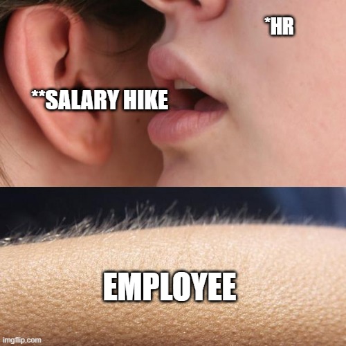 HR | *HR; **SALARY HIKE; EMPLOYEE | image tagged in whisper and goosebumps | made w/ Imgflip meme maker