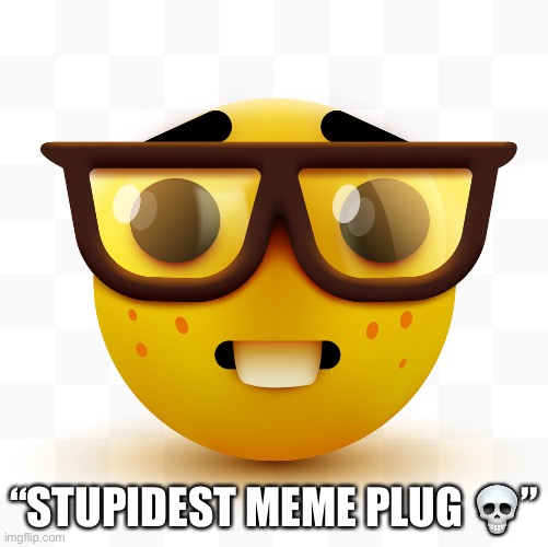 Nerd emoji | “STUPIDEST MEME PLUG ?” | image tagged in nerd emoji | made w/ Imgflip meme maker