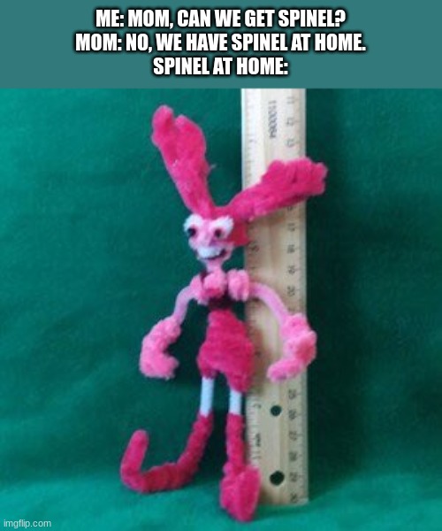 Pipecleaner Spinel | ME: MOM, CAN WE GET SPINEL?
MOM: NO, WE HAVE SPINEL AT HOME.
SPINEL AT HOME: | image tagged in pipecleaner spinel,spinel,mom can we have | made w/ Imgflip meme maker