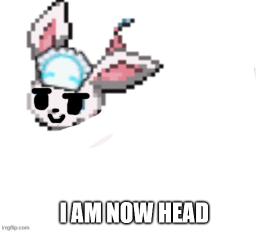 sylceon | I AM NOW HEAD | image tagged in sylceon | made w/ Imgflip meme maker
