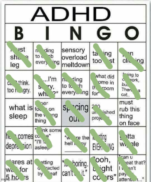 adhd bingo | image tagged in adhd bingo | made w/ Imgflip meme maker