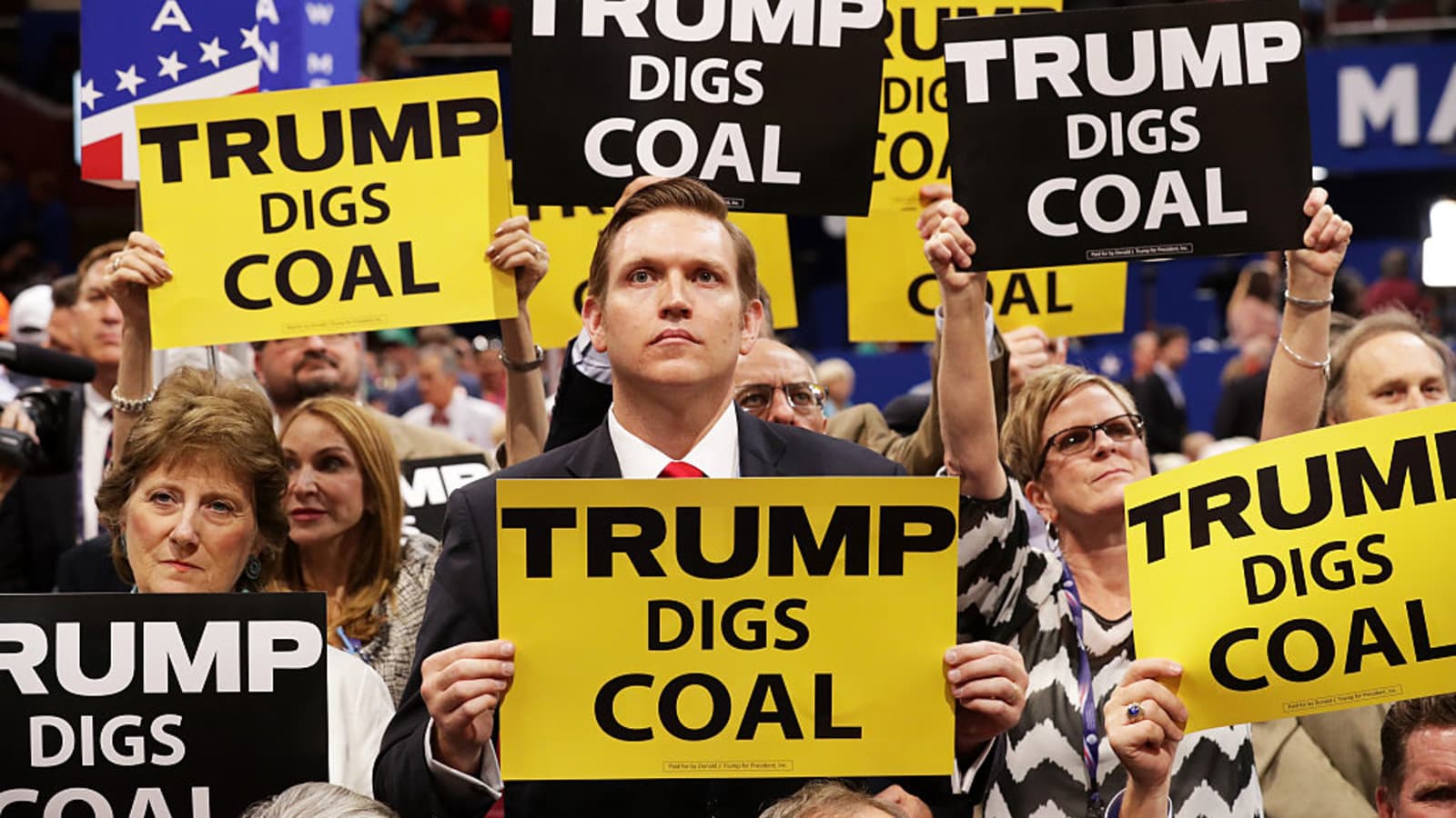 Trump digs coal Blank Meme Template