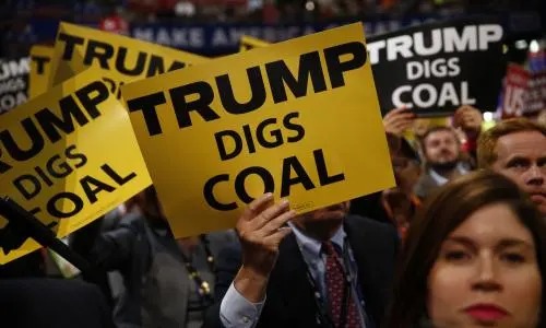 High Quality Trump digs coal Blank Meme Template