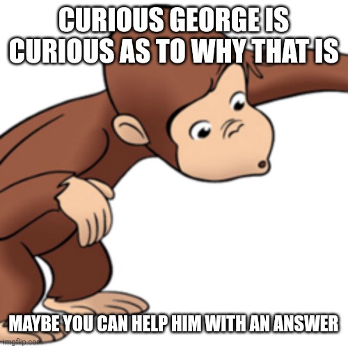 CURIOUS GEORGE IS CURIOUS AS TO WHY THAT IS MAYBE YOU CAN HELP HIM WITH AN ANSWER | made w/ Imgflip meme maker