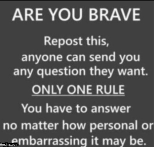 no one responded last time I posted this SO WERE DOIN IT AGAIN | image tagged in are you brave | made w/ Imgflip meme maker