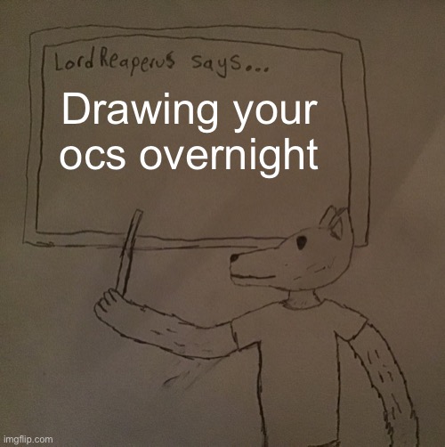 Submit your oc for me to draw in the comments | Drawing your ocs overnight | image tagged in lordreaperus says | made w/ Imgflip meme maker