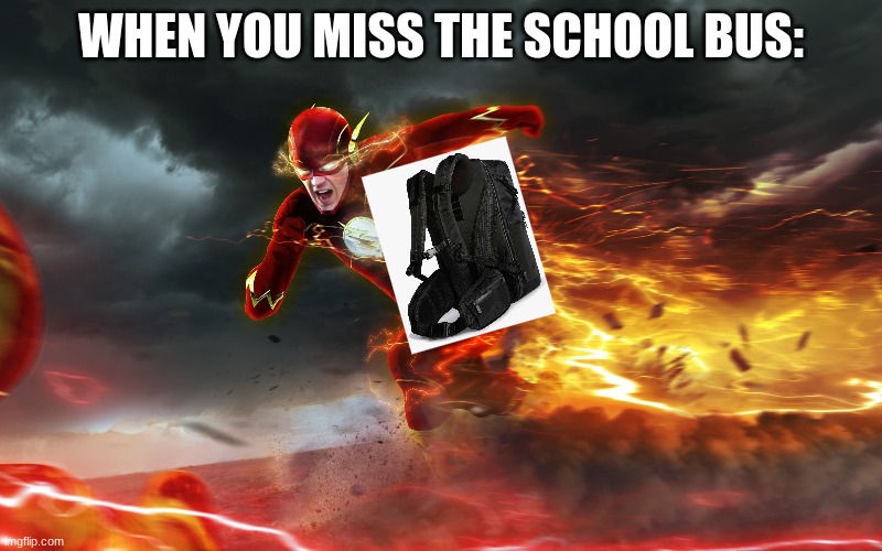 School | WHEN YOU MISS THE SCHOOL BUS: | image tagged in school | made w/ Imgflip meme maker