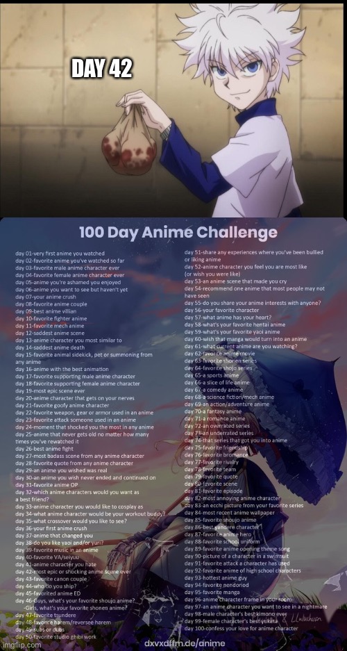 This was hella suprising | DAY 42 | image tagged in 100 day anime challenge,hunter x hunter | made w/ Imgflip meme maker