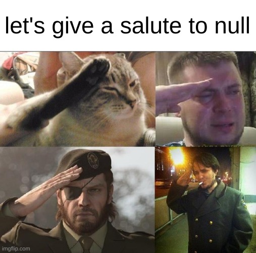 Ozon's Salute | let's give a salute to null | image tagged in ozon's salute | made w/ Imgflip meme maker