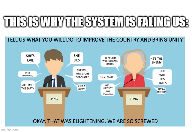 Election Fail | THIS IS WHY THE SYSTEM IS FALING US: | image tagged in politics | made w/ Imgflip meme maker