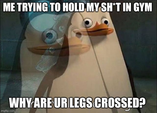 why are ur legs crossed | ME TRYING TO HOLD MY SH*T IN GYM; WHY ARE UR LEGS CROSSED? | image tagged in private internal screaming | made w/ Imgflip meme maker