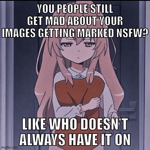 Like bruh | YOU PEOPLE STILL GET MAD ABOUT YOUR IMAGES GETTING MARKED NSFW? LIKE WHO DOESN’T ALWAYS HAVE IT ON | image tagged in dissapointed | made w/ Imgflip meme maker