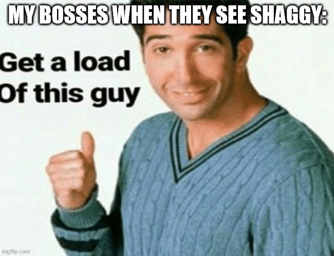 get a load of this guy | MY BOSSES WHEN THEY SEE SHAGGY: | image tagged in get a load of this guy | made w/ Imgflip meme maker