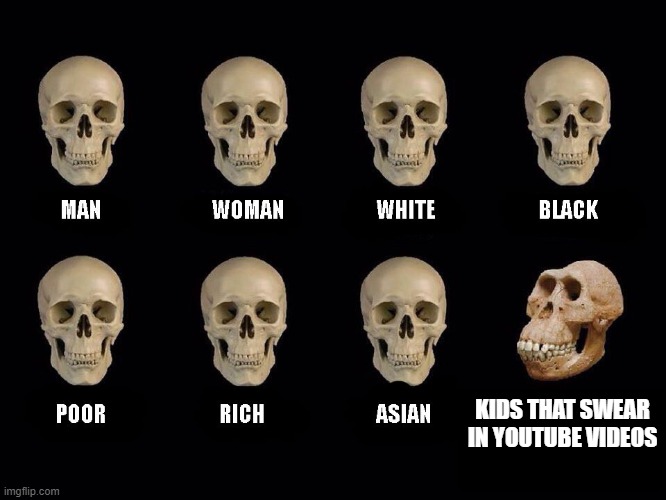 empty skulls of truth | KIDS THAT SWEAR IN YOUTUBE VIDEOS | image tagged in empty skulls of truth | made w/ Imgflip meme maker