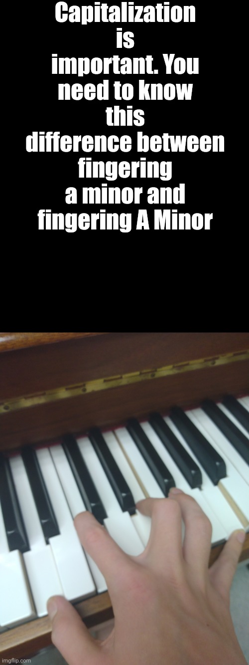 Musician jokes with the musican | Capitalization is important. You need to know this difference between fingering a minor and fingering A Minor | image tagged in musician jokes,pedophilia,music | made w/ Imgflip meme maker
