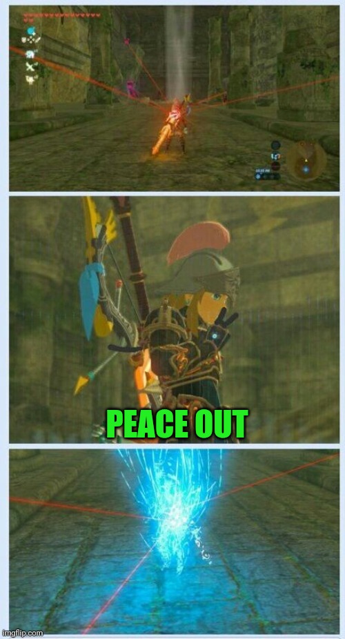 THEY MISSED THEIR CHANCE | PEACE OUT | image tagged in the legend of zelda breath of the wild,the legend of zelda,link | made w/ Imgflip meme maker