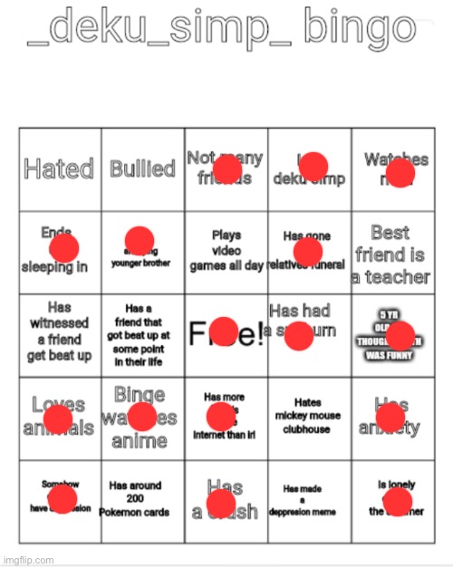 _deku_simp_ bingo | image tagged in _deku_simp_ bingo | made w/ Imgflip meme maker