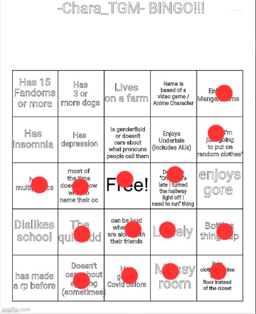 -Chara_TGM- Bingo! | image tagged in -chara_tgm- bingo | made w/ Imgflip meme maker