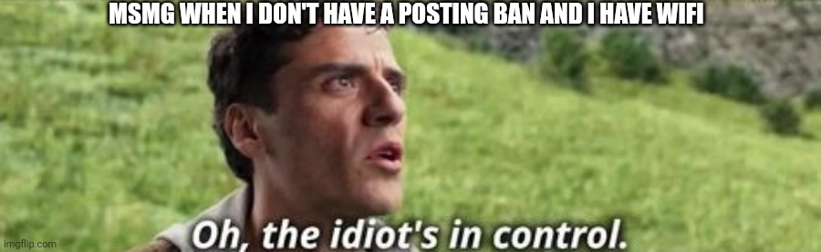 Oh the idiot's in control meme | MSMG WHEN I DON'T HAVE A POSTING BAN AND I HAVE WIFI | image tagged in oh the idiot's in control meme | made w/ Imgflip meme maker