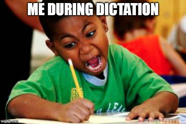 me during dictation | ME DURING DICTATION | image tagged in writing | made w/ Imgflip meme maker