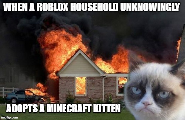 When Competition Heats Up | image tagged in memes,burn kitty,grumpy cat,minecraft,roblox,funny | made w/ Imgflip meme maker